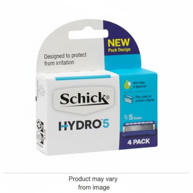 Schick Hydro 5 Razor Blade Refills 4 Pack (Hydrating Gel Cartridges)