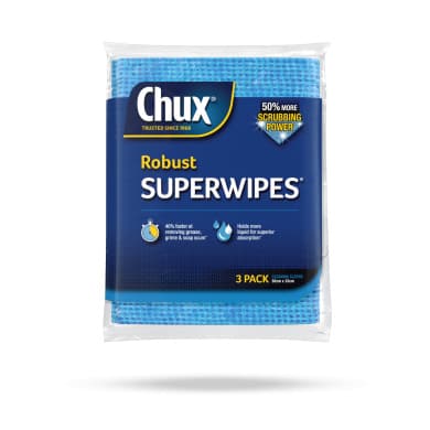 Chux Robust Superwipes Cleaning Cloths - Non-Scratch Wipes, 3 Pack (50 x 33cm)