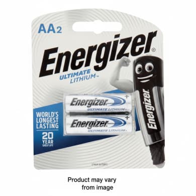 Energizer Ultimate Lithium AA Batteries 2-Pack (1.5V, FR6)