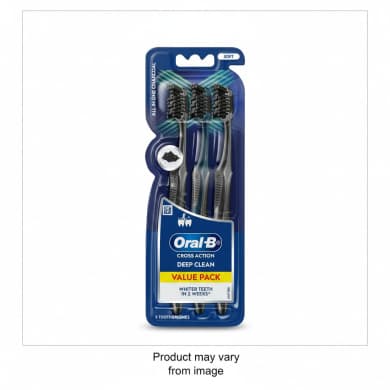 Oral-B Cross Action All In One Charcoal Soft Toothbrushes (3 Pack)