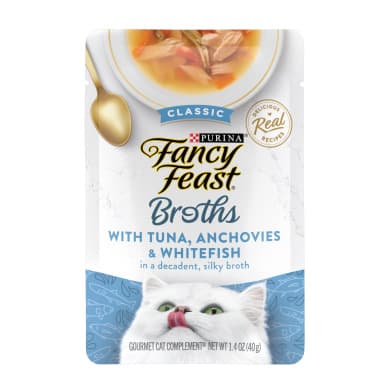 Purina Fancy Feast Broths Tuna, Anchovies & Whitefish Single-Serve Wet Cat Food Pouch 40g