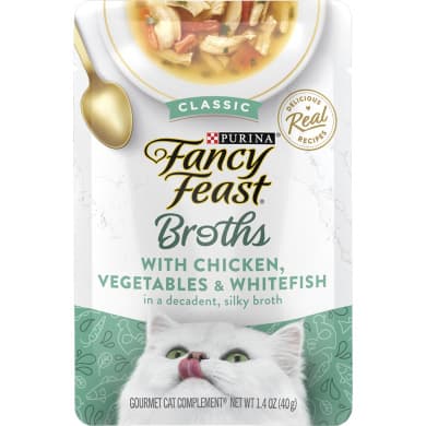 Fancy Feast Broths Chicken, Vegetables & Whitefish Wet Cat Food Pouch 40 g (1.4 oz)
