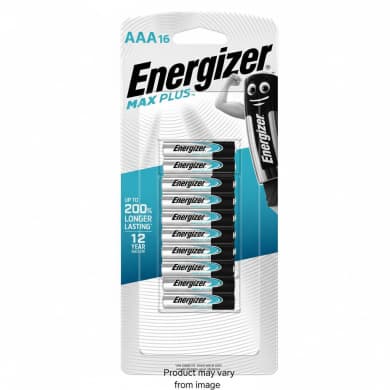 Energizer MAX Plus AAA Alkaline Batteries (16-Pack) — Up to 200% Longer Lasting, 12-Year Shelf Life, Leak-Resistant