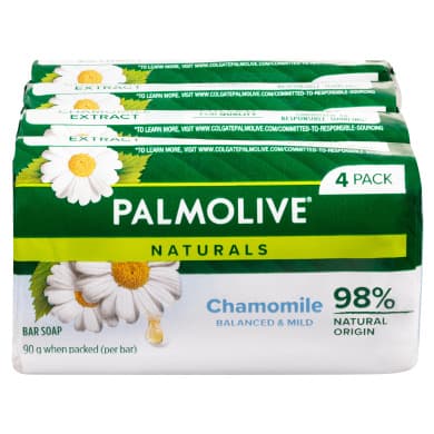Palmolive Naturals Chamomile Balanced & Mild Bar Soap 4 Pack (4 x 90g)