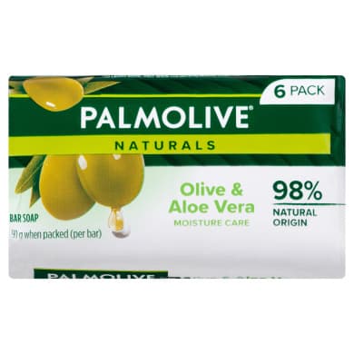 Palmolive Naturals Olive & Aloe Vera Moisture Care Soap Bar 6 Pack (6 x 90g)