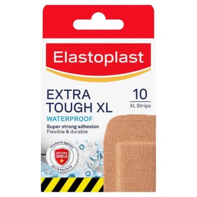 Elastoplast Extra Tough XL Waterproof Plasters (10 Pack) – Bacteria Shield