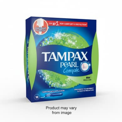 Tampax Pearl Compak Regular Tampons with Applicator, 18 Pack