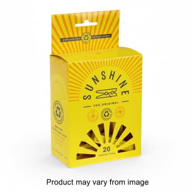 Sunshine Kiwi Spring Clothes Pegs 20-Pack — UV Resistant, Non-Rust, Recycled Plastic (Made in New Zealand)