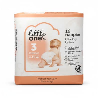 little one's Size 3 Crawler Nappies 6–11kg (Ultra Dry Unisex) - 16 Pack