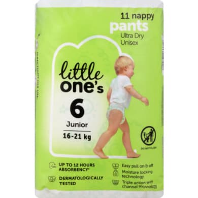 little one's Nappy Pants Junior Size 6 (16–21 kg) – Unisex Pull-Up – 11 Pack