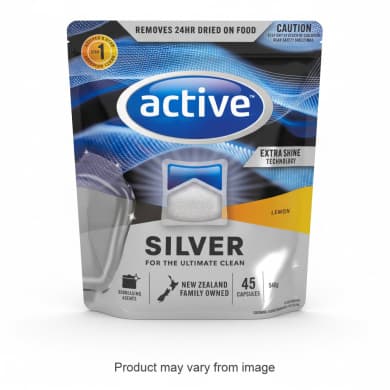 Active Silver Lemon Extra Shine Dishwasher Capsules (45 Pack)