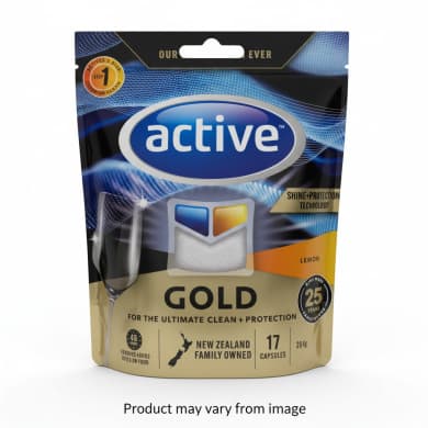 Active Gold Lemon Dishwasher Capsules - 17 Pack (Built-In Rinse Aid & Glass Protection)