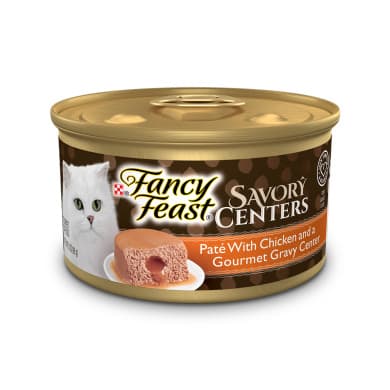 Fancy Feast Savory Centers Paté with Chicken & Gourmet Gravy Centre – Adult Cat Wet Food, 85g Tin