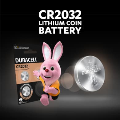 Duracell CR2032 3V Lithium Coin Battery 2-Pack (Child-Resistant, Bitter Coating)