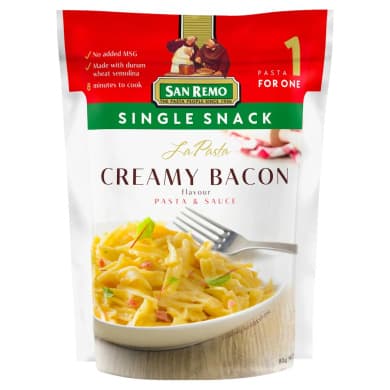 San Remo La Pasta Creamy Bacon Pasta & Sauce (Single Snack)
