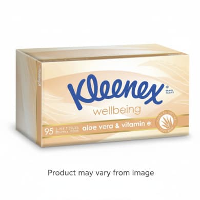Kleenex Wellbeing Aloe Vera & Vitamin E 3‑Ply Facial Tissues (95 Pack)