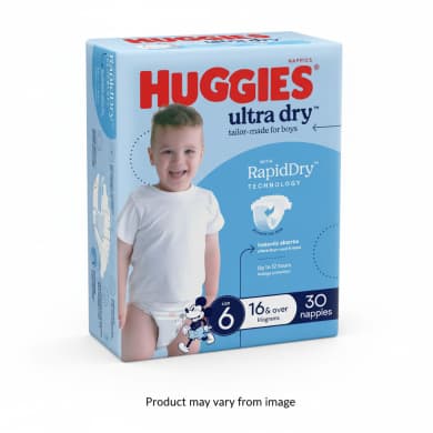 Huggies Ultra Dry Nappies for Boys Size 6 (16kg+) – 30 Pack