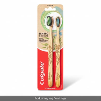 Colgate Bamboo Charcoal Toothbrushes Medium - 2 Pack