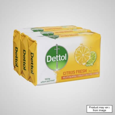 Dettol Citrus Fresh Antibacterial Bar Soap 3 Pack (3 x 100g)