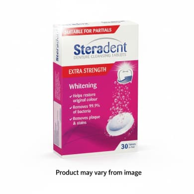 Steradent Extra Strength Whitening Denture Cleansing Tablets - 30 Pack (30 Tablets)