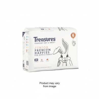 Treasures Junior Premium Nappies (Stage 6, 16+ kg) - 30 Pack