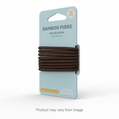 Over & Over Bamboo Fibre Hair Elastics Thick Brown 8 Pack
