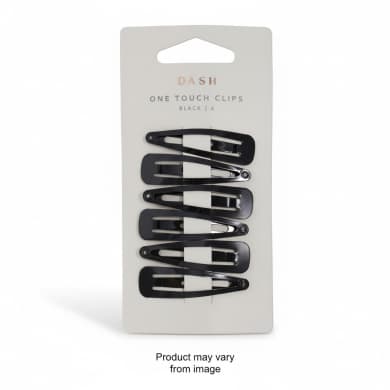 Dash One Touch Hair Clips Black (6 Pack)