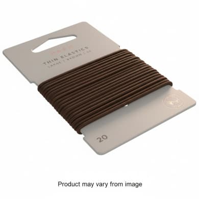 Dash Thin Elastic Hair Ties – Large Brown (20 Pack)