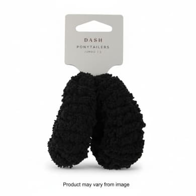 Dash Jumbo Plush Ponytailers Hair Ties – Black (2 Pack)