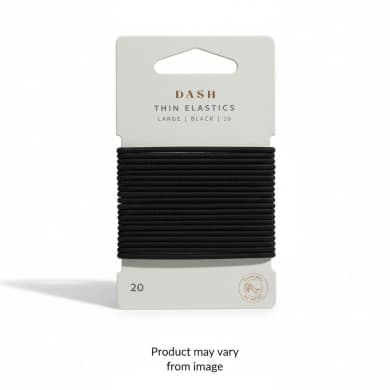 DASH Thin Elastics Large Black – 20 Pack