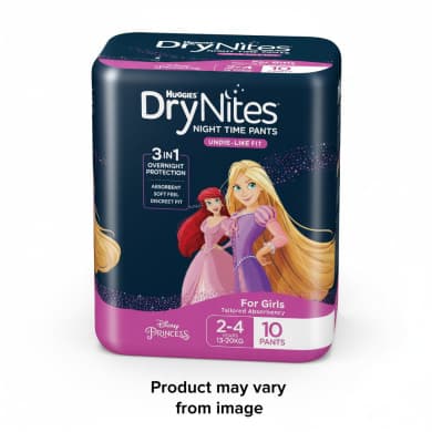 Huggies DryNites Night Time Pants for Girls 2–4 Years (13–20kg) – Disney Princess – 10 Pack