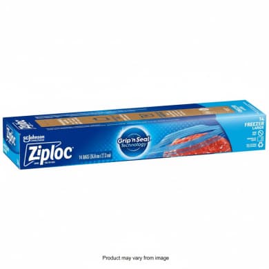 Ziploc Grip’n Seal Large Freezer Bags, 14-Pack