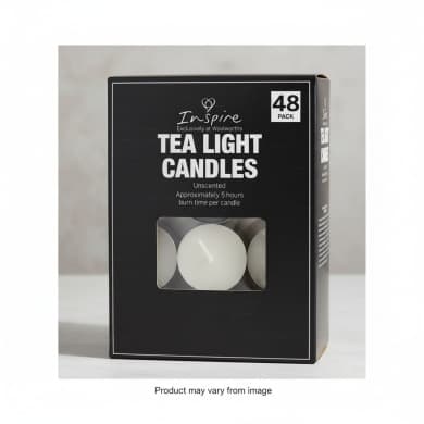 Inspire Tea Light Candles Unscented 48 Pack (Approx. 5hr)