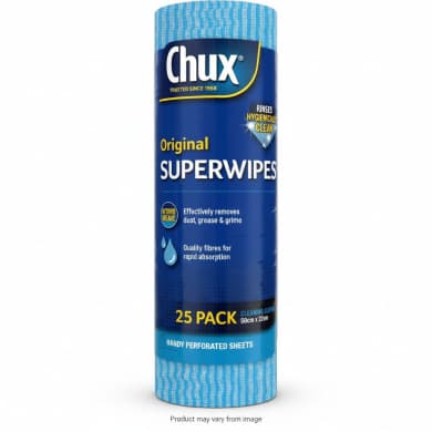 Chux Original Superwipes Cleaning Cloth Roll, 25 Pack (50cm x 22cm)
