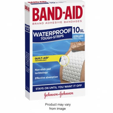Band-Aid Waterproof Tough-Strips Extra Large 10XL Plasters (10 Pack)
