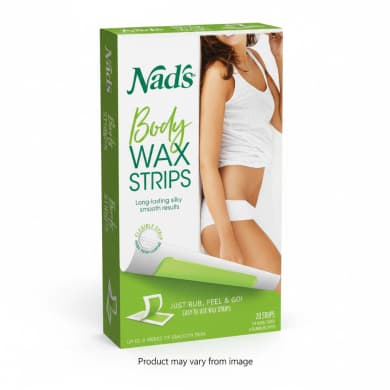 Nad's Body Wax Strips for Normal Skin (Beeswax) — 20 Ready-to-Use Strips