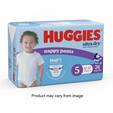 Huggies Ultra Dry Nappy Pants Size 5 (Boys 12–17kg) - 26 Pack