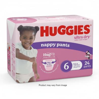 Huggies Ultra Dry Nappy Pants Girls Size 6 (15+ kg) – 24 Pack