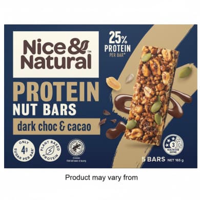 Nice & Natural Protein Nut Bars - Dark Choc & Cacao (5 bars, 165 g)