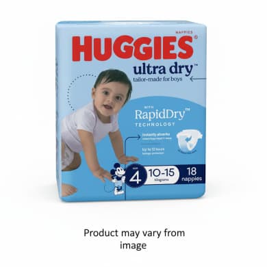 Huggies Ultra Dry Nappies Boys Size 4 (10-15 kg) - 18 pack