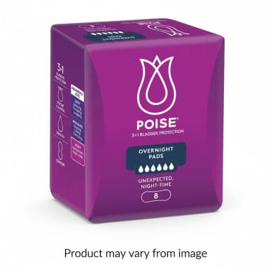 Poise Overnight Pads for Bladder Leaks, 8 Pack