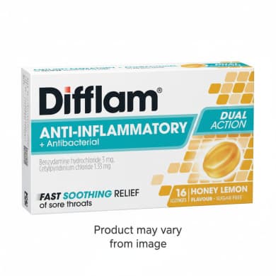 Difflam Dual Action Honey Lemon Sore Throat Lozenges (Sugar Free) – 16 Pack