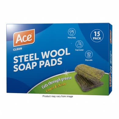 Ace Steel Wool Soap Pads (15 Pack) – Heavy-Duty Scrubbing Pads