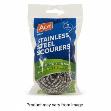 Ace Stainless Steel Scourers 2 Pack (Heavy-Duty)