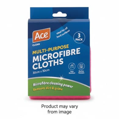 Ace Multi-Purpose Microfibre Cloths 3 Pack