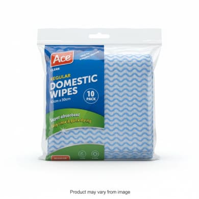Ace Regular Domestic Cleaning Wipes 10-Pack (60cm x 30cm)