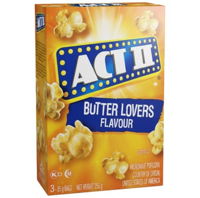 ACT II Butter Lovers Flavour Microwave Popcorn 255g (3 x 85g)