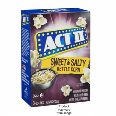 ACT II Sweet & Salty Kettle Corn Microwave Popcorn (3 x 85 g)