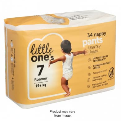 little one’s Roamer Nappy Pants Size 7 (19+ kg) Ultra Dry Unisex 34 Pack