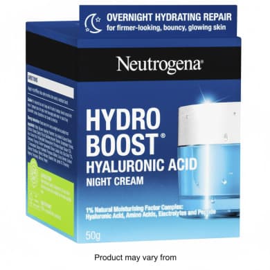 Neutrogena Hydro Boost Hyaluronic Acid Night Cream (1% NMF) – Overnight Hydrating Repair, 50g Jar